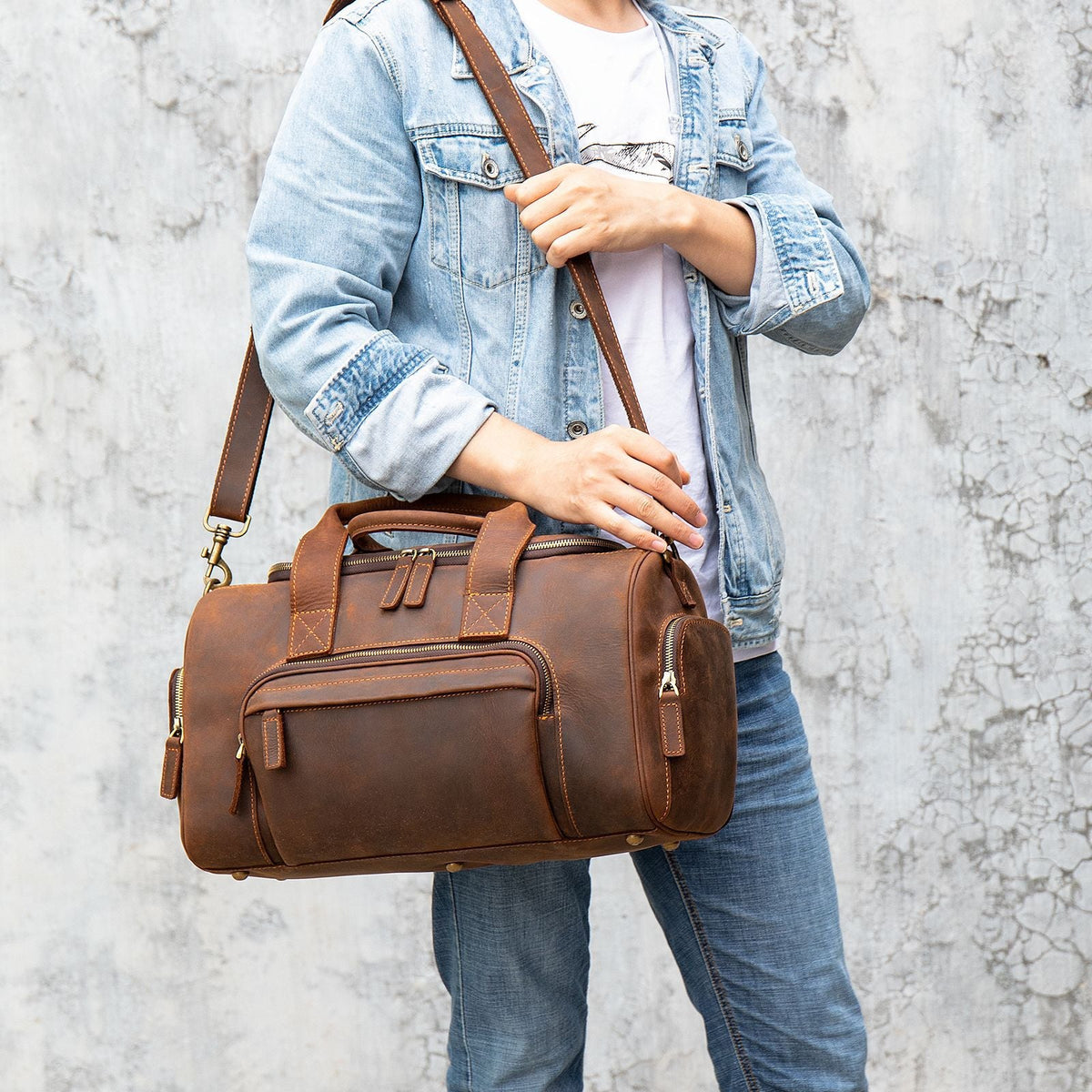 Men's Large Capacity Handbag – Structured Retro Style