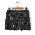 Women's Mini Sequin Skirt – Sheath Silhouette, Shiny Effect