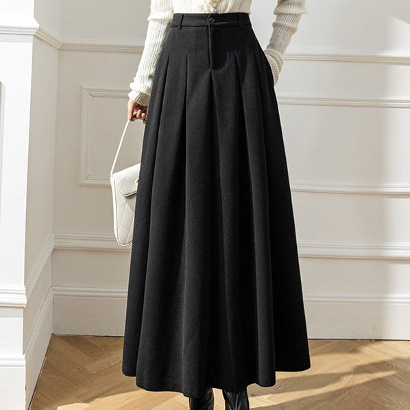 Women's Long Pleated Skirt – High Waist, Flared Fit