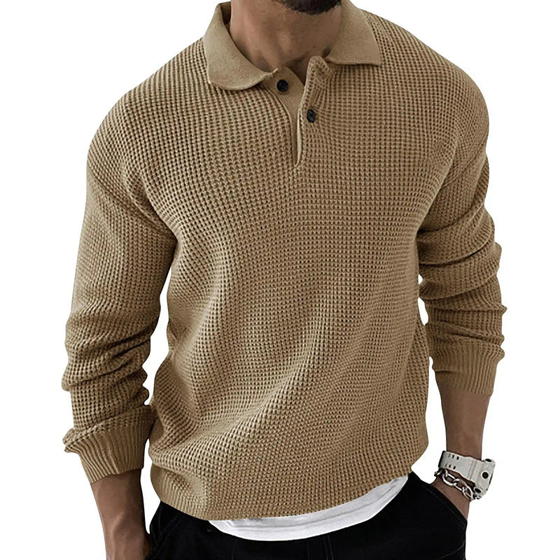 Men's Honeycomb-Knit Sweater – Slim-Fit Polo Collar