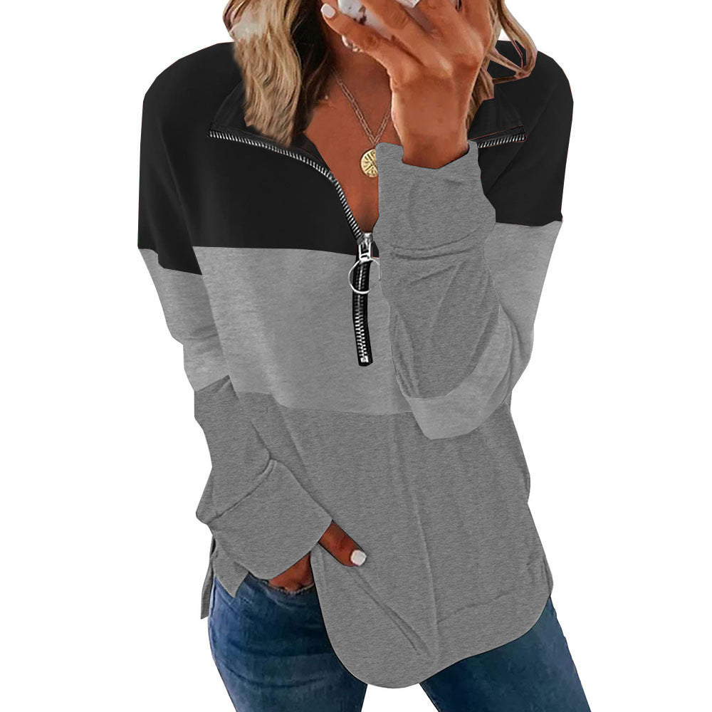 Women's Oversized Sweater – Leopard-Print Color-Block Design