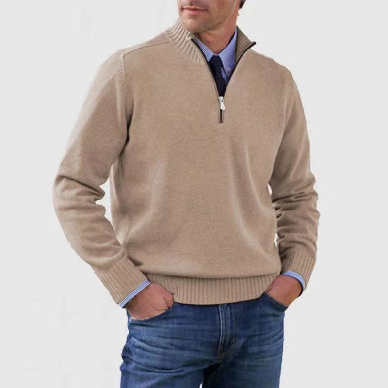 Men's Zip-Up Mock-Neck Sweater – Classic Fit in Soft Knit