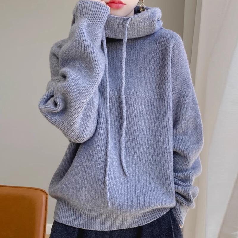 Women's Funnel-Neck Sweater - Relaxed Fit with Drawstring