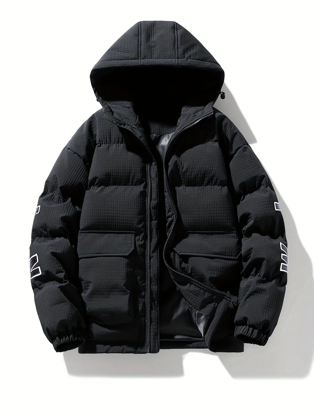 Men's quilted Coat with Hood – Modern Solid-Color Design