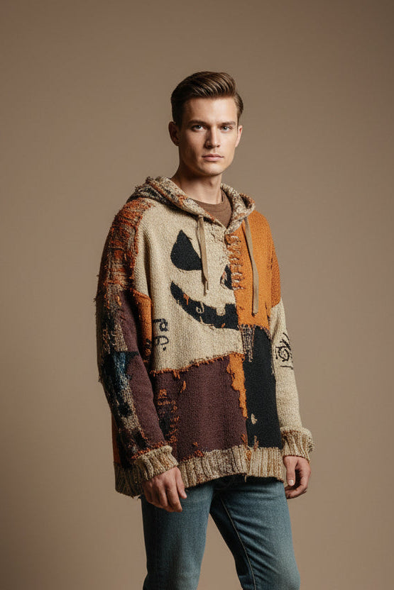 Men's 3D Halloween Sweater – Loose Fit Printed Effect