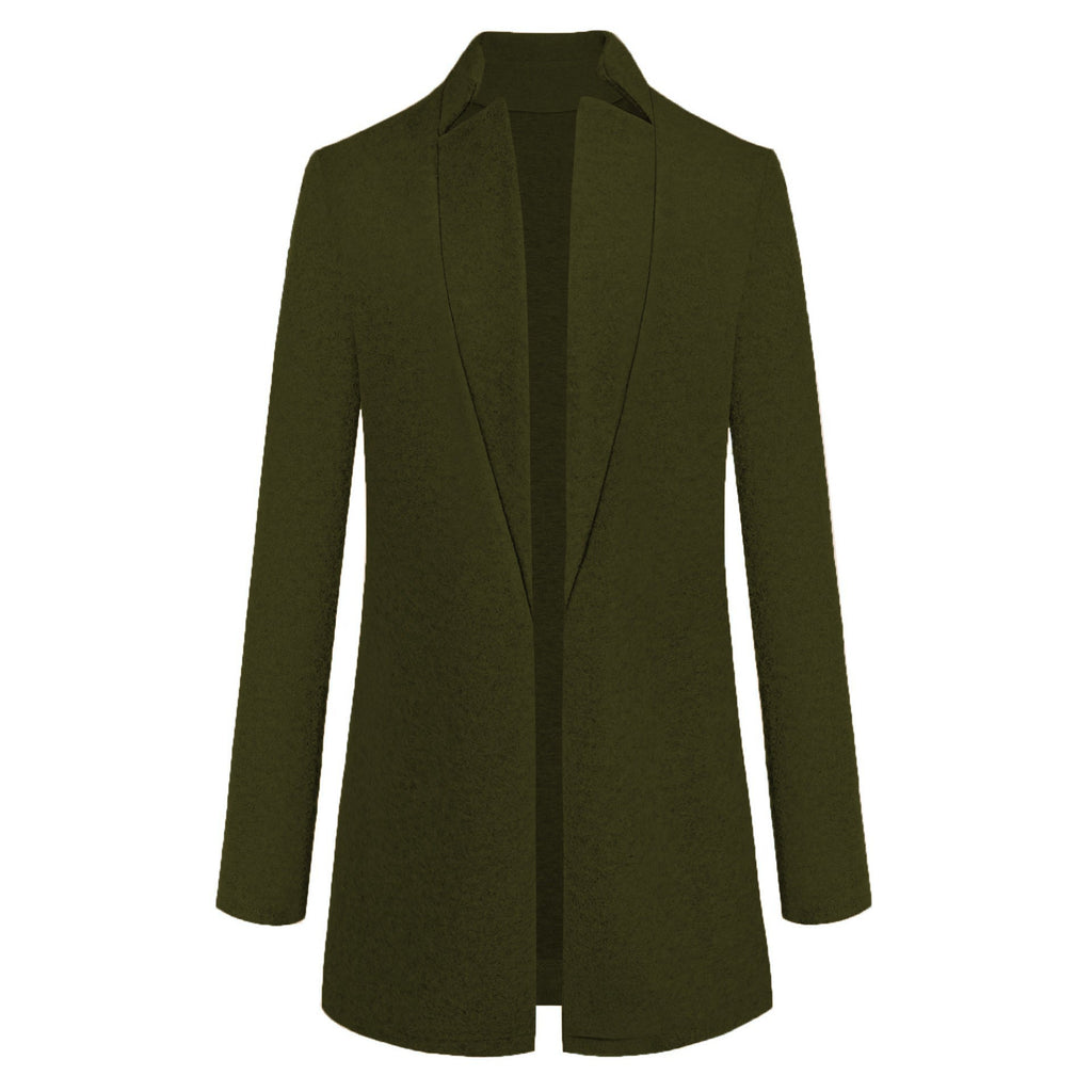 Women's Wool Coat with Stand Collar – Fitted Cardigan Cut
