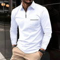 Men's Long-Sleeve Zippered Polo – Elegant Front Pocket