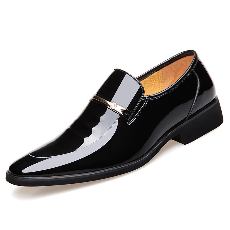 Men's Pointed Toe Loafers – Metal Buckle, Shiny Finish