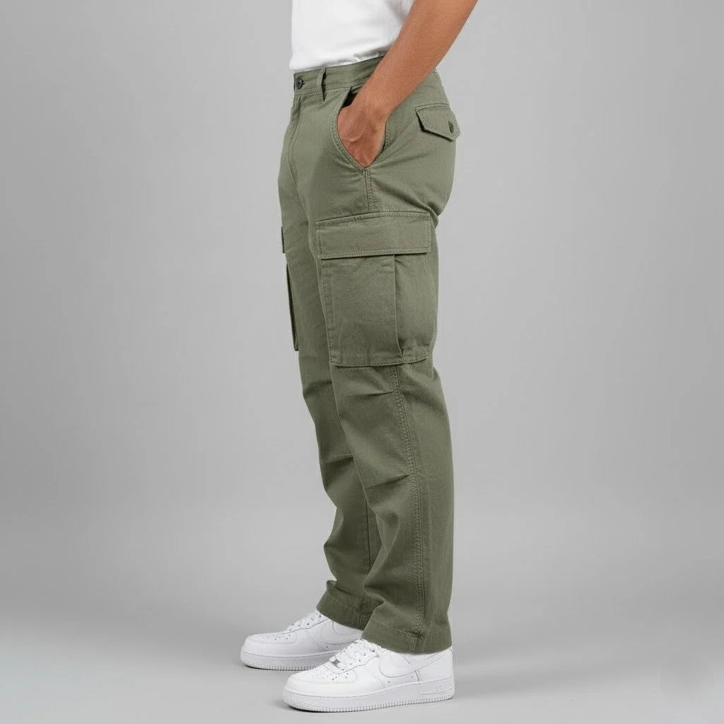 Men’s Cargo Trousers – Relaxed Fit, Drawstring Size, Multiple Pockets