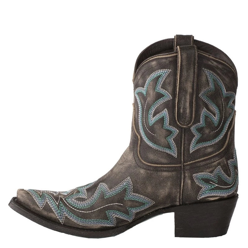 Women's Embroidered Pointed-Toe Ankle Boots – Elegant Silhouette