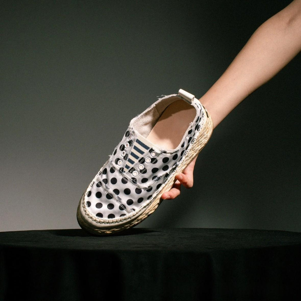 Women's Espadrille Style Sneakers – Platform Sole and Frayed Edges