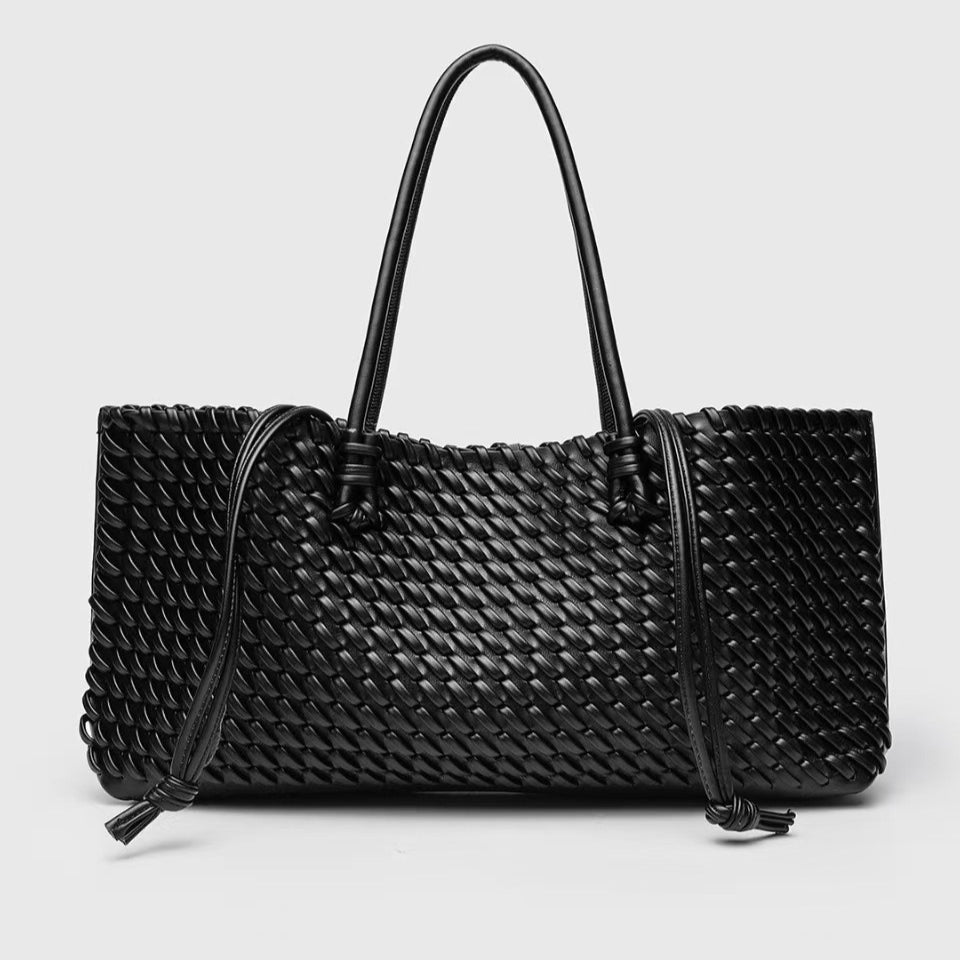 Women's Braided Tote Bag – Structured Rectangular Shape