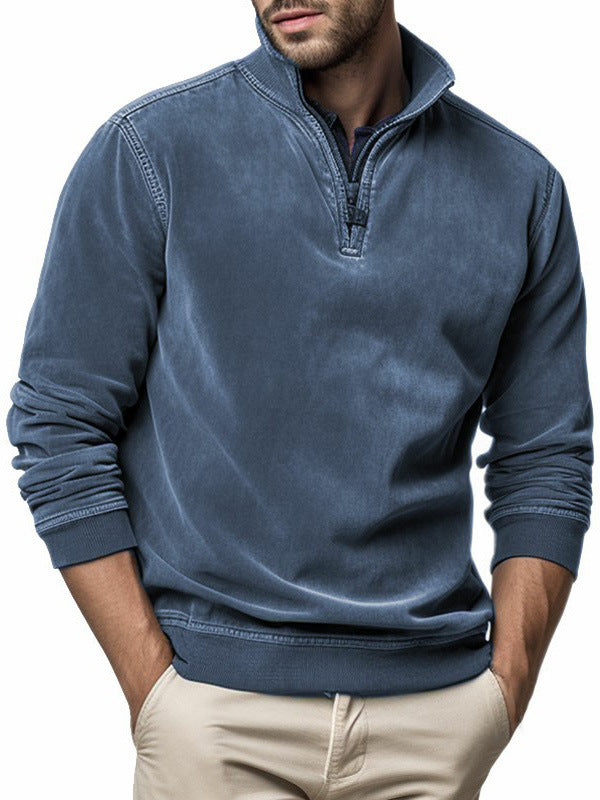 Men's High-Neck Half-Zip Sweatshirt – Subtle Patch Pocket
