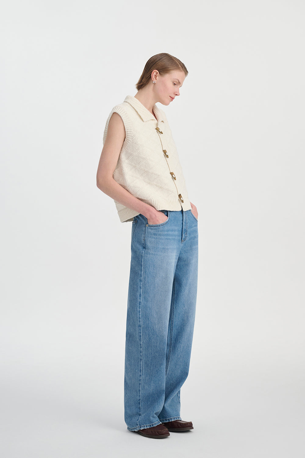Women's Woven Cotton Vest – Vintage Diamond Pattern