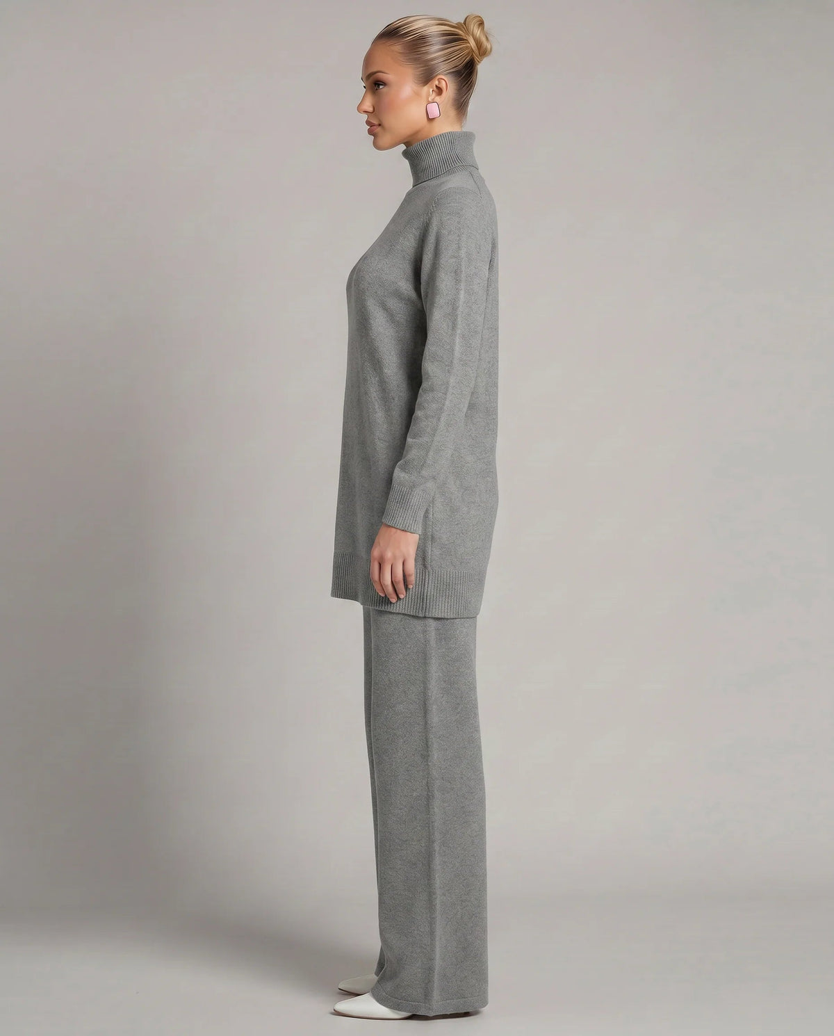 Women's Two-Piece Knit Set – Relaxed Fit, Wide Leg