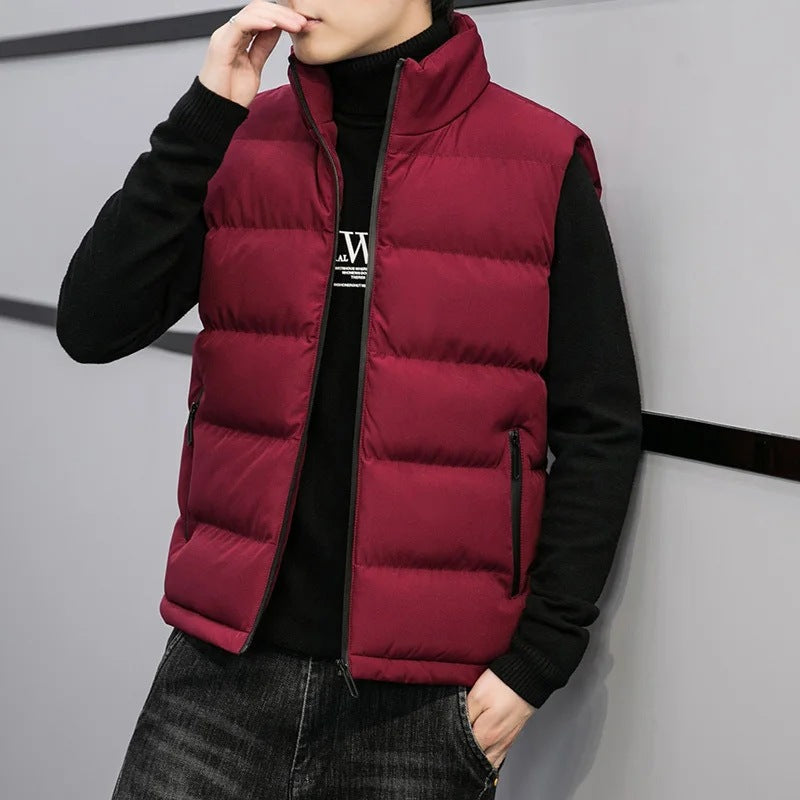Men's Quilted Sleeveless Jacket – Warm Mock Neck