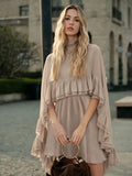 Women's Chiffon-Style Midi Dress – Elegant Ruffles