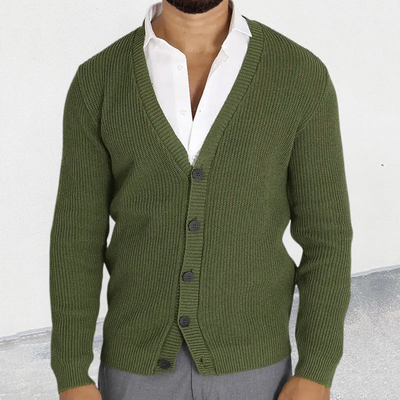 Men's Knit Cardigan – Fitted Buttoned V-Neck