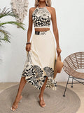 Women's Two-Piece Set Floral Print – Slim Fit