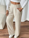 Women's High-Waisted Straight-Leg Trousers - Practical Pockets