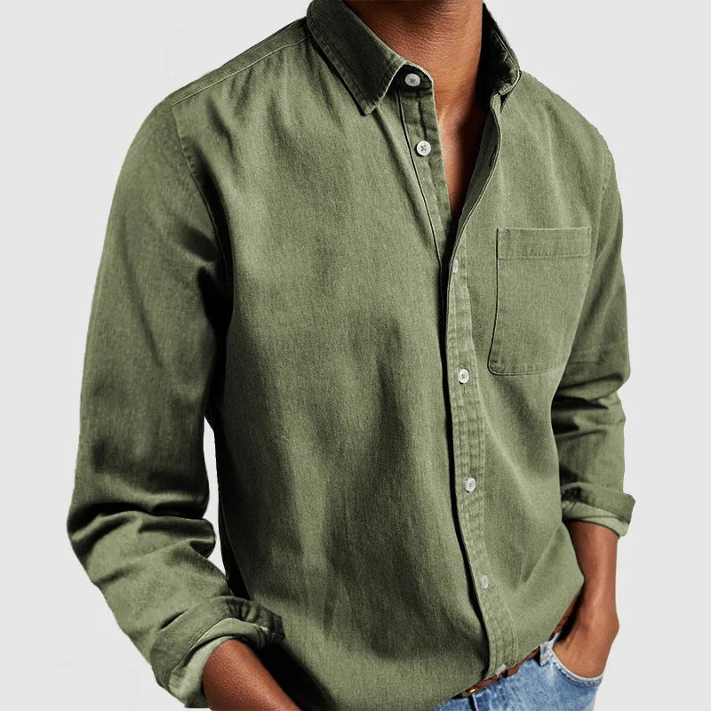 Men's Long Sleeve Shirt – Classic Fitted Collar