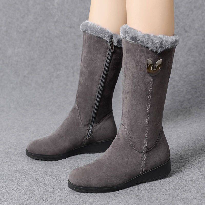 Women's Mid-Calf Boots – Warm, Non-Slip Lining