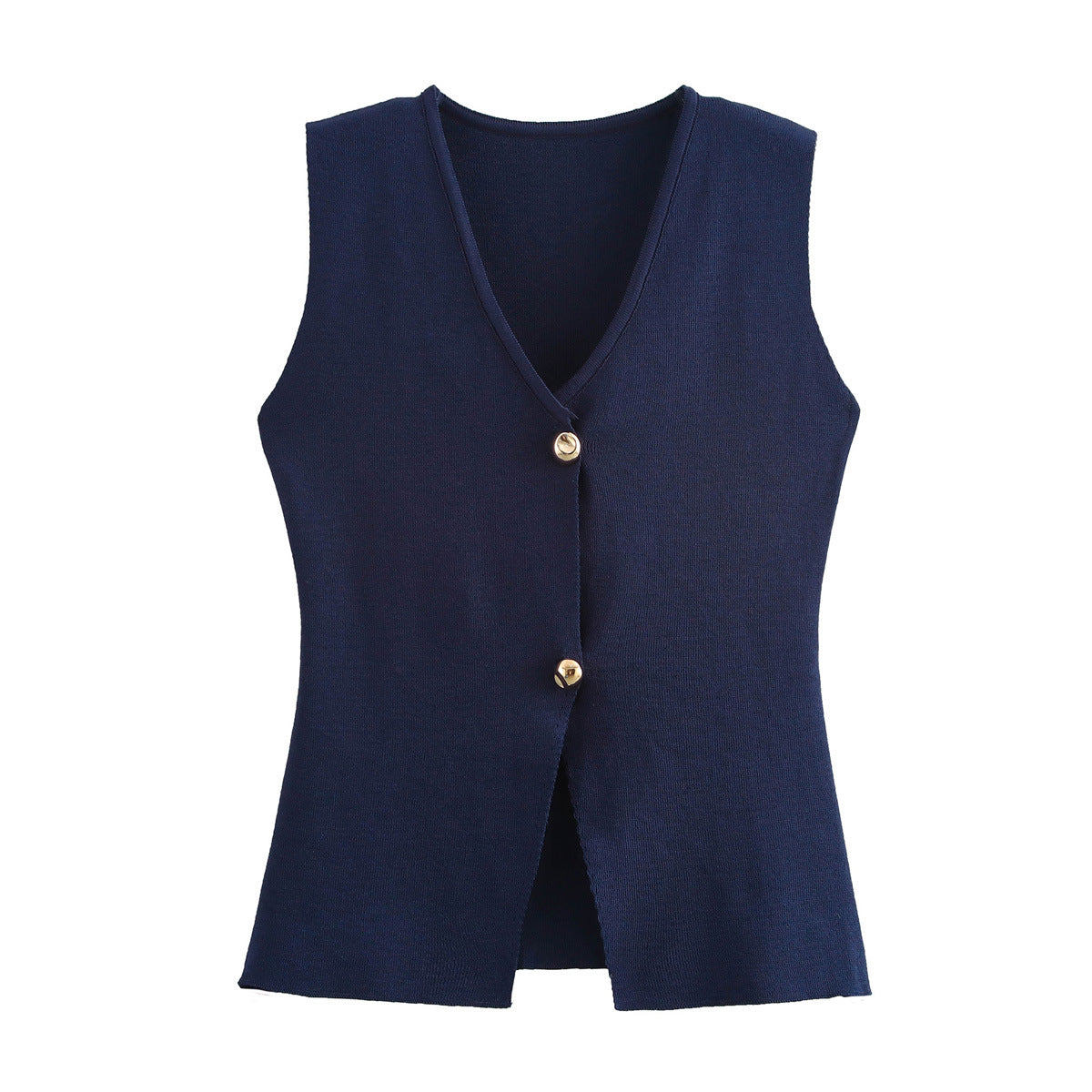 Women's Knit Vest – Buttoned Sleeveless Cardigan