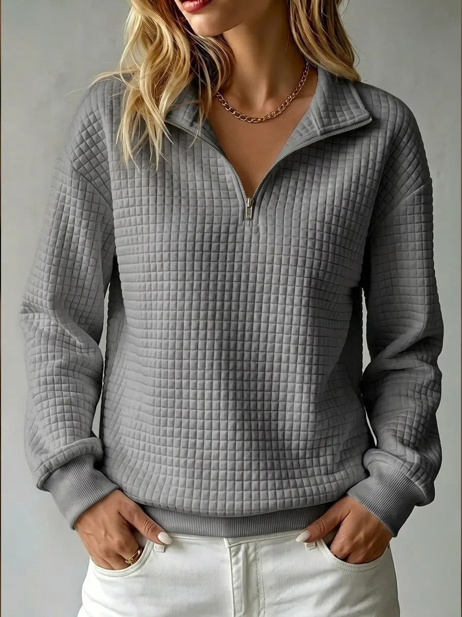 Women's Zip-Up High-Neck Sweatshirt – Honeycomb Finish