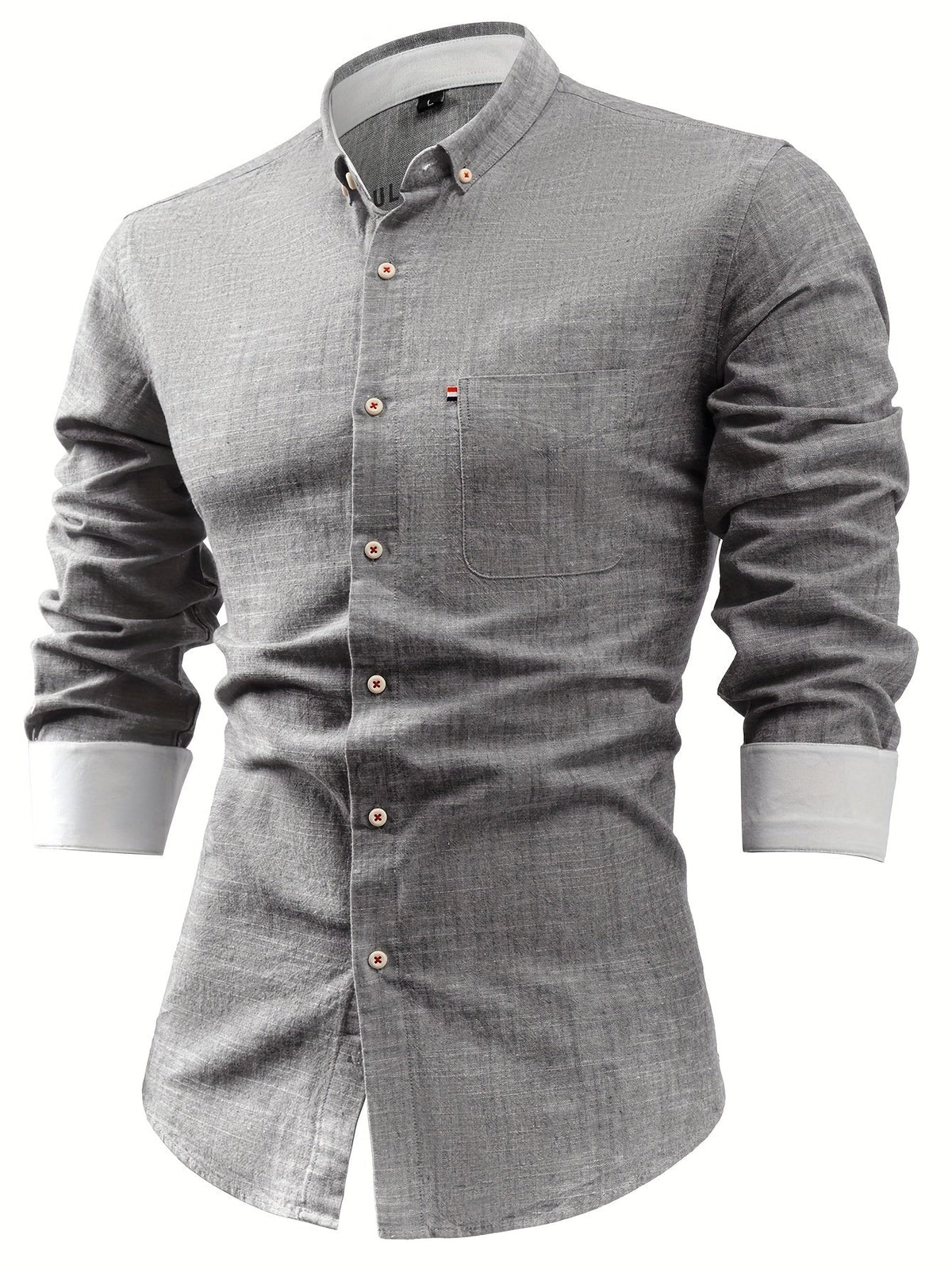 Men's Cotton and Linen Shirt – Straight Fit Long Sleeve