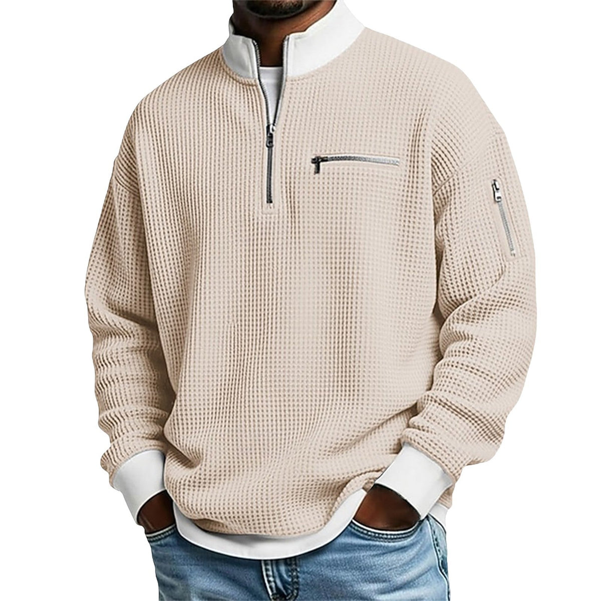Men's Zip-Up Collar Sweater – Classic and Versatile Knitwear