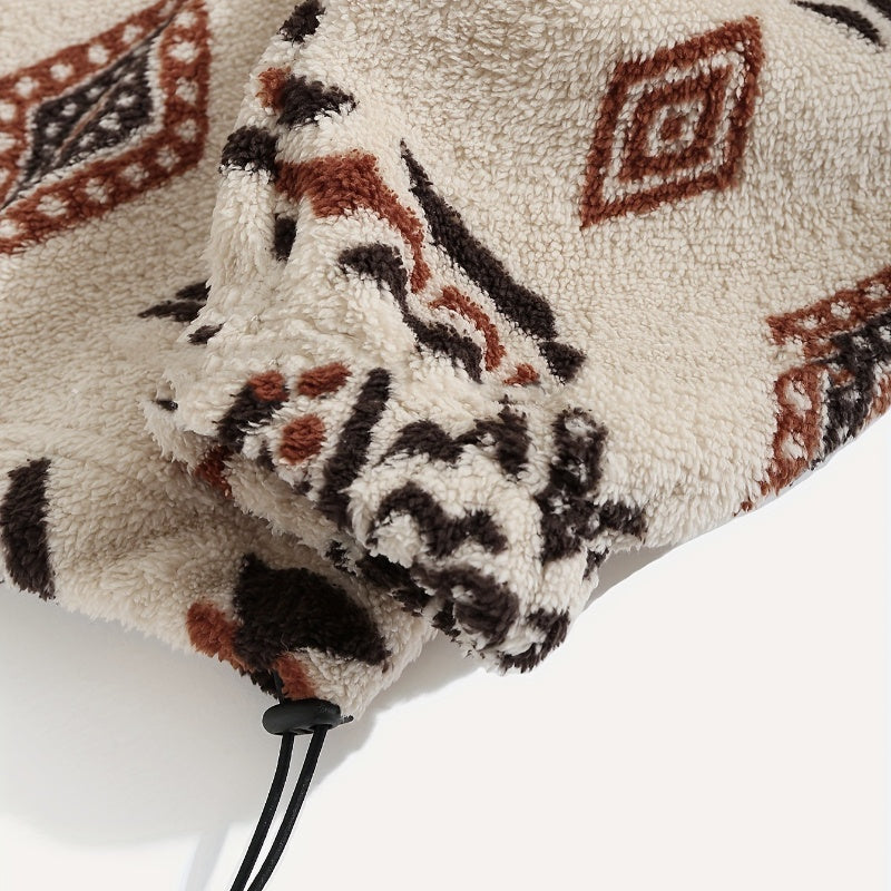 Women's Geometric Pattern Coat - Relaxed Fit