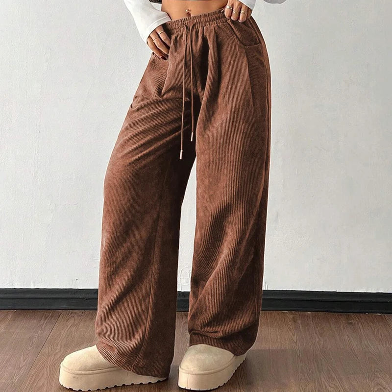 Women's Wide Corduroy Trousers – Loose and Casual Cut
