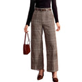 Women's Wide-Leg Check Trousers - Relaxed Fit