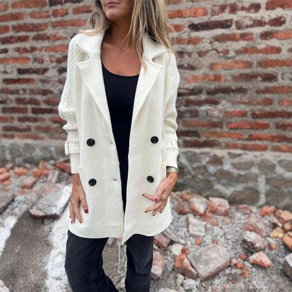 Women's Mid-Length Knitwear Coat – Textured Flared Sleeves
