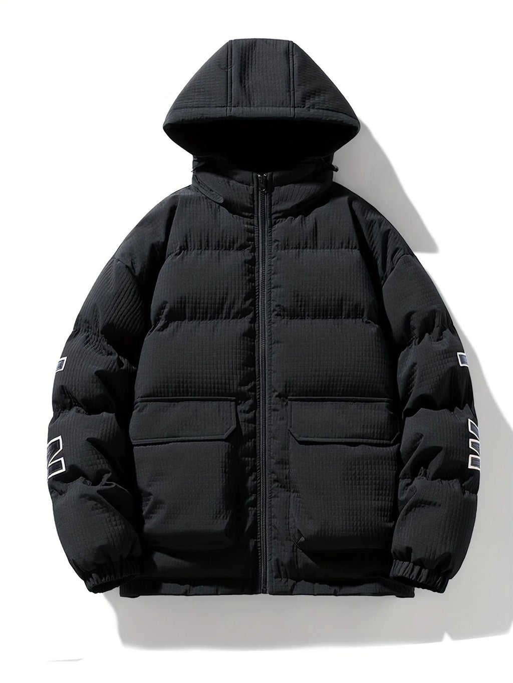 Men's quilted Coat with Hood – Modern Solid-Color Design