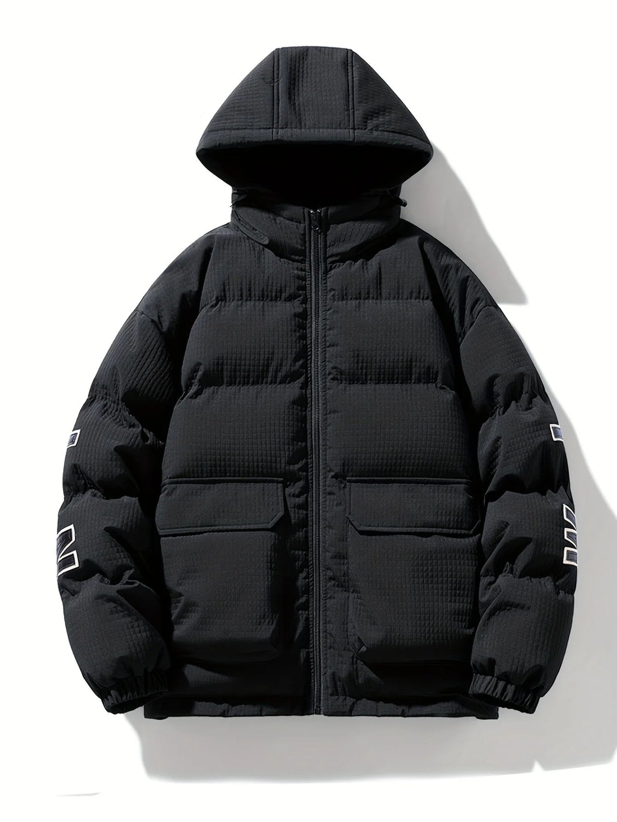 Men's quilted Coat with Hood – Modern Solid-Color Design