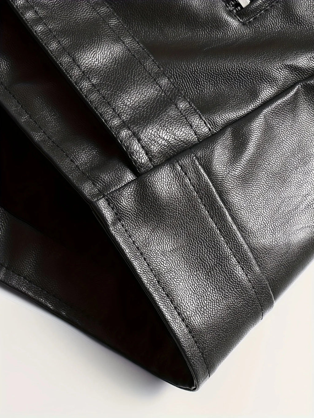 Men's Faux Leather Biker Jacket – Relaxed Fit with 3D Pockets
