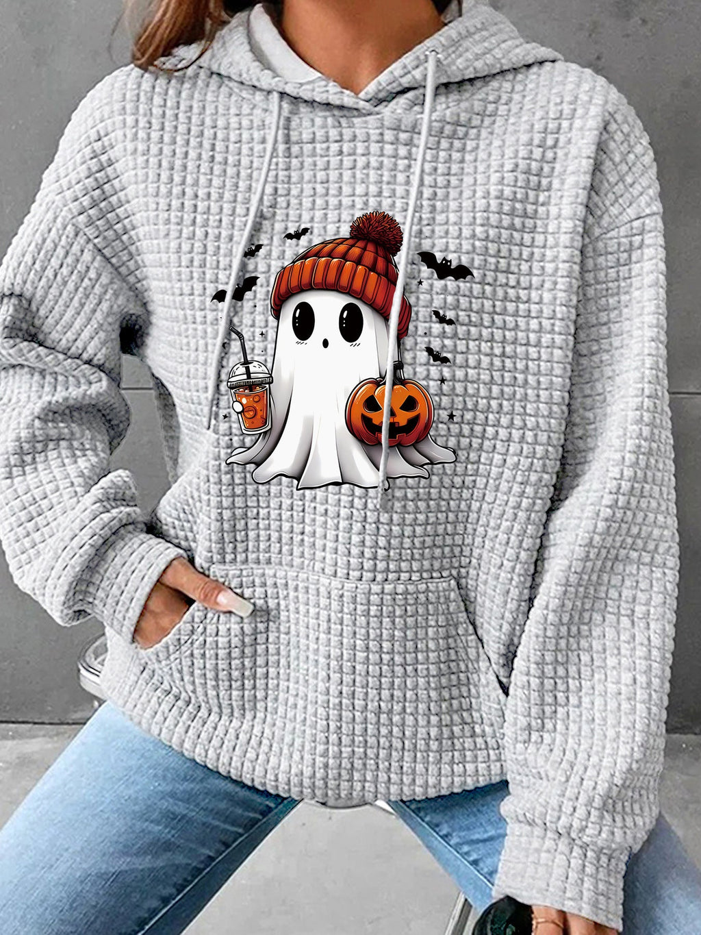 Women's Halloween Printed Hoodie – Oversized Fit Long Sleeves