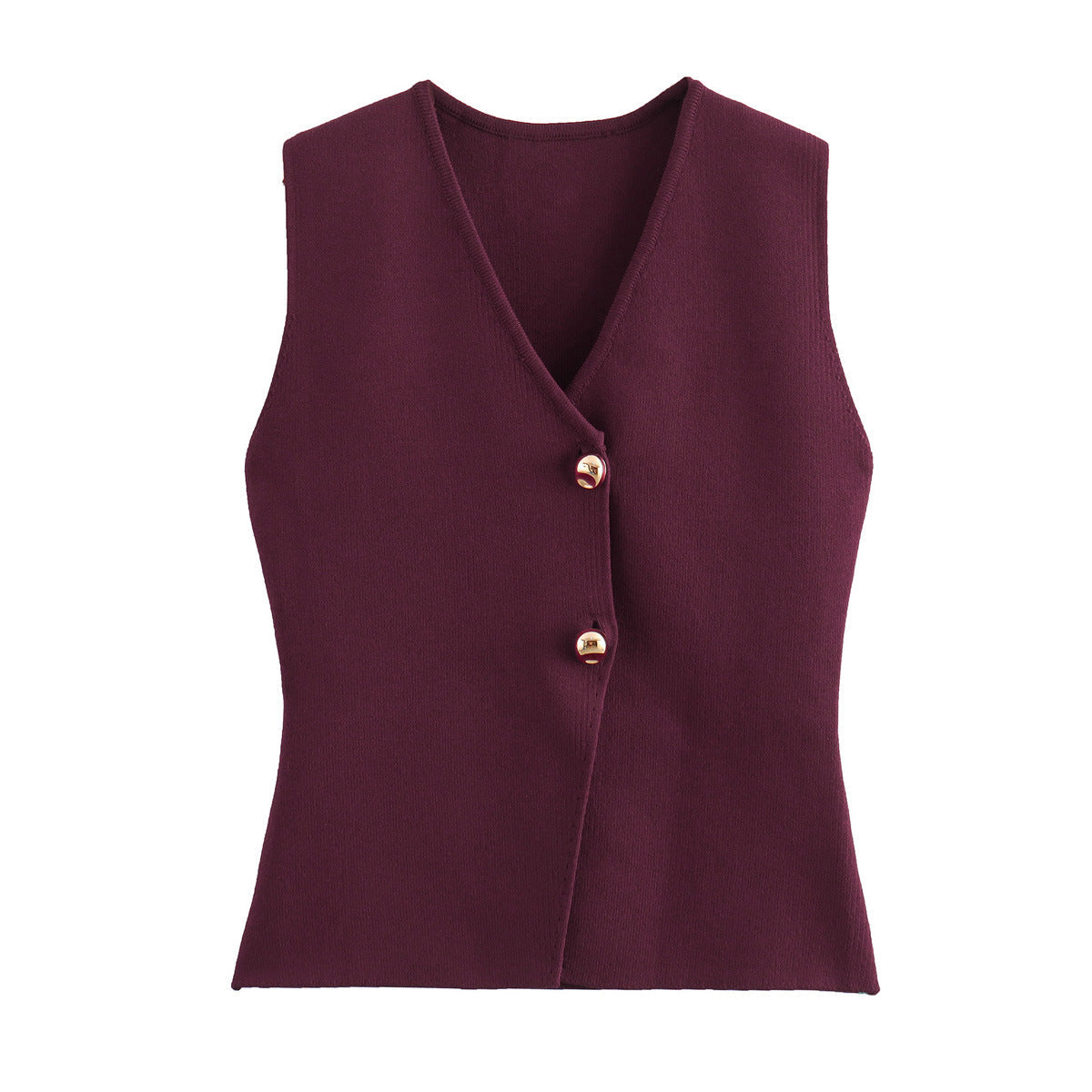 Women's Knit Vest – Buttoned Sleeveless Cardigan
