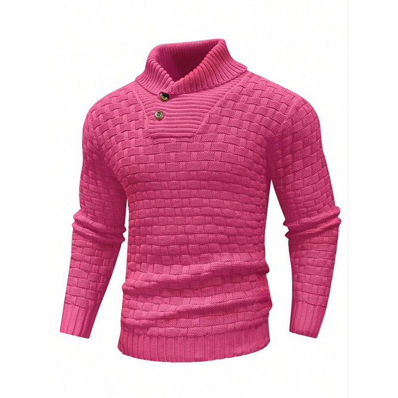 Men's Slim Fit Sweater - Buttoned Neckline Contemporary Finish