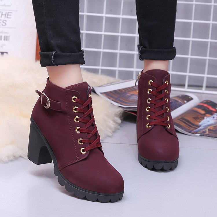 Women's Vegan Lace-Up Ankle Boots – Cross-Strap Design