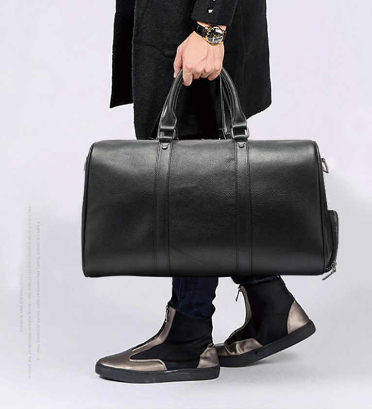 Men's Leather Travel Bag – Separate Shoe Compartment