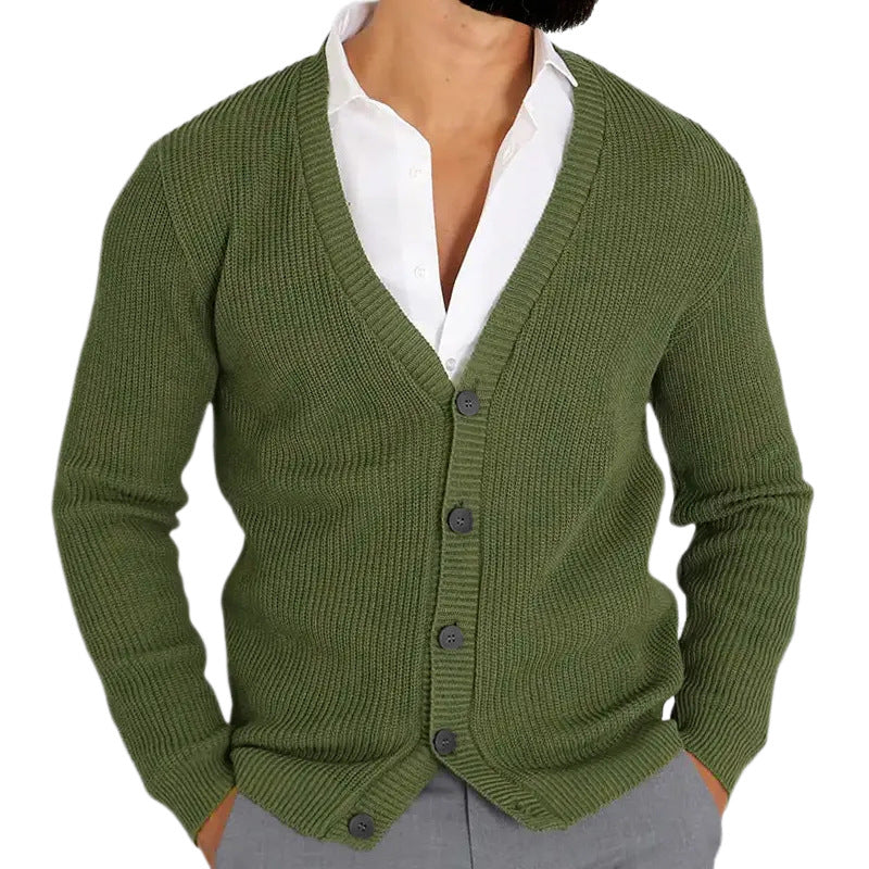 Men's Knit Cardigan – Fitted Buttoned V-Neck