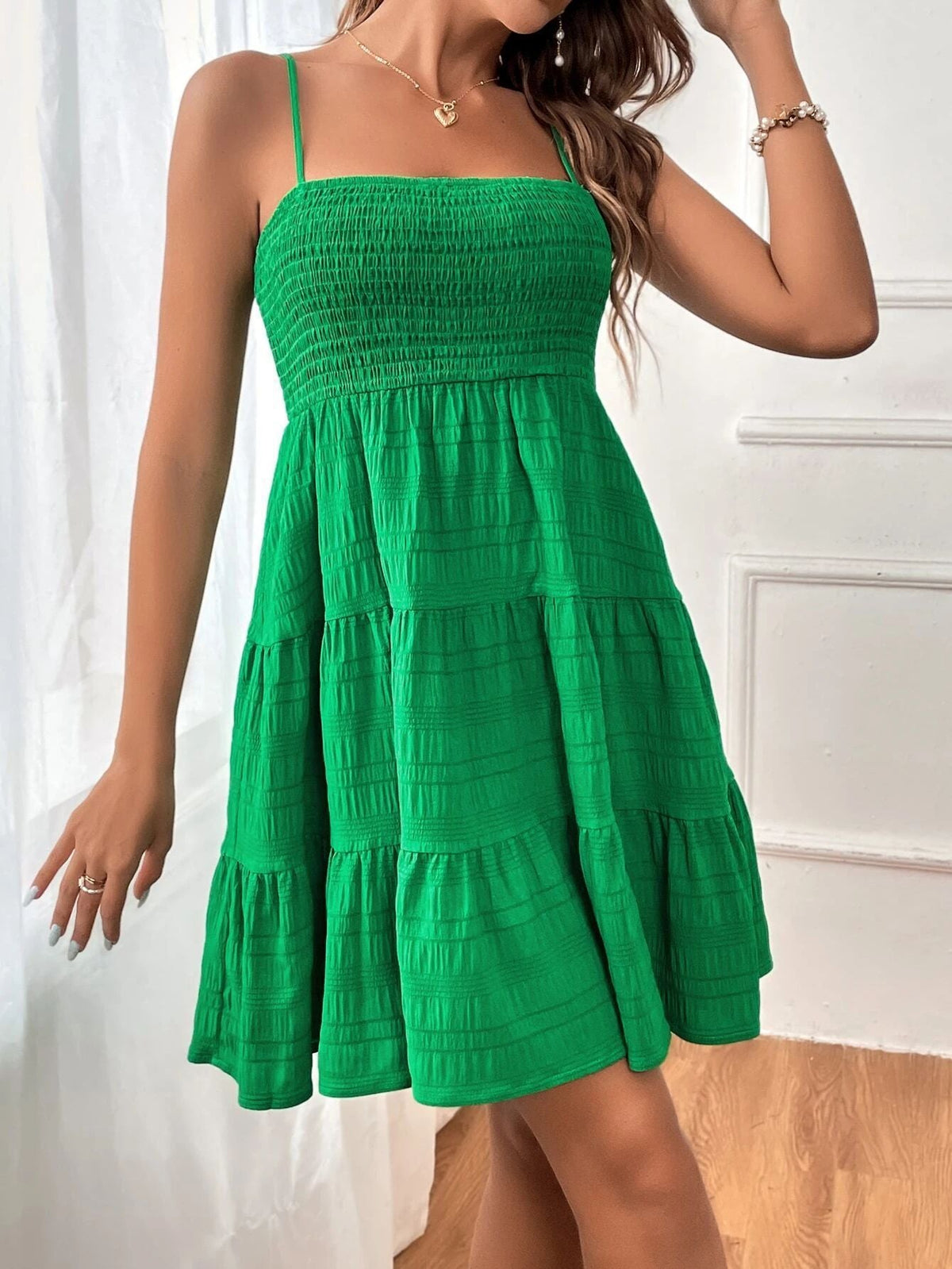 Textured Short Women's Dress – Relaxed Flowing Fit