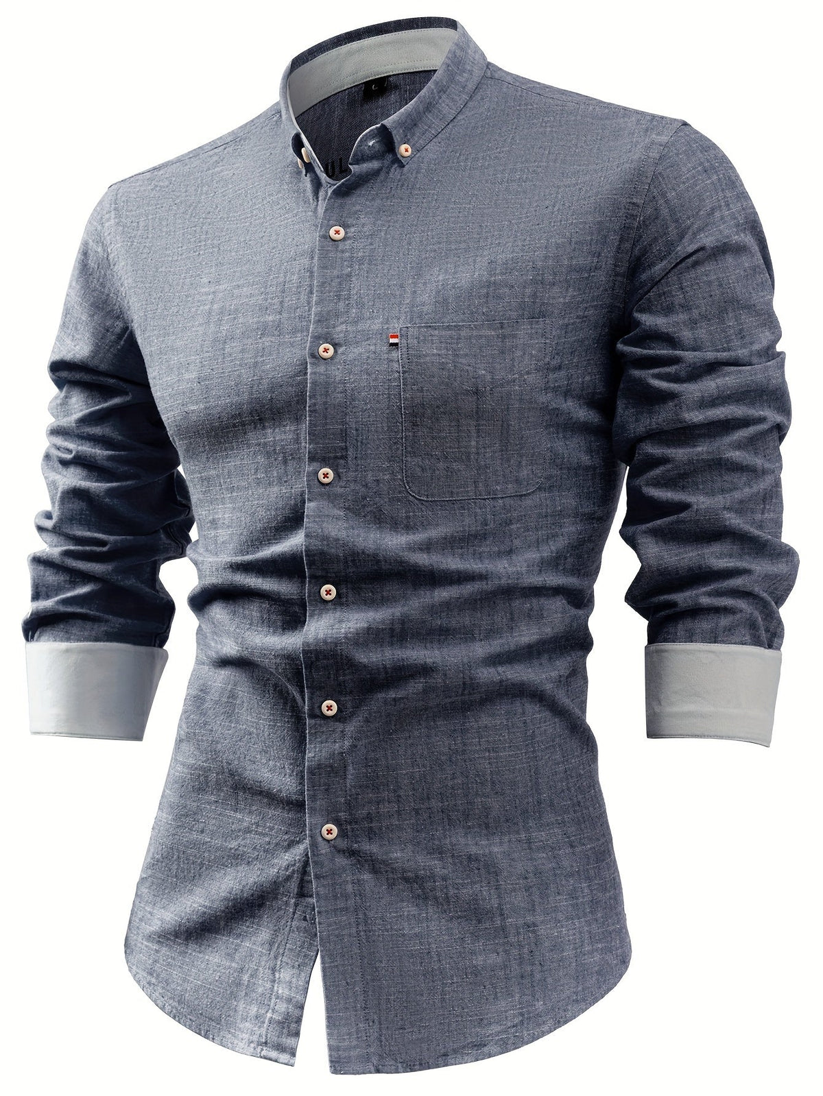 Men's Cotton and Linen Shirt – Straight Fit Long Sleeve