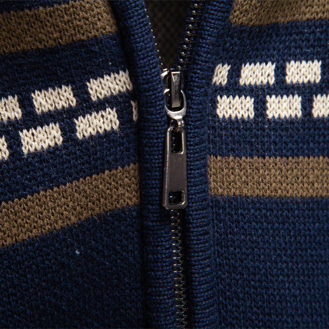 Men's Cotton Zip-Up Sweater – Slim-Fit Knitted Jacket