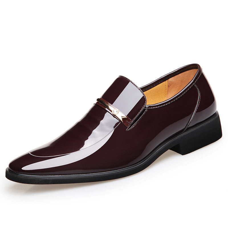Men's Pointed Toe Loafers – Metal Buckle, Shiny Finish