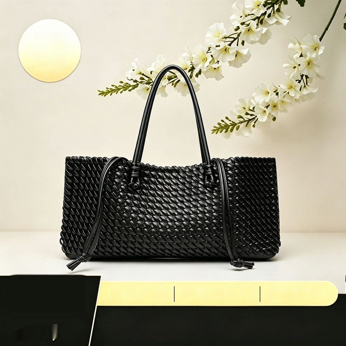 Women's Braided Tote Bag – Structured Rectangular Shape
