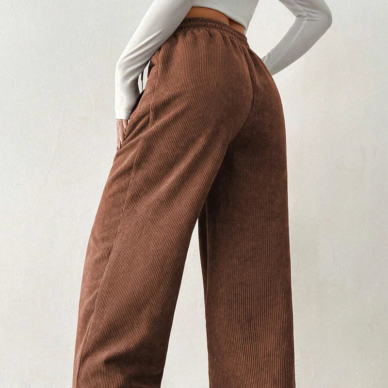Women's Wide Corduroy Trousers – Loose and Casual Cut