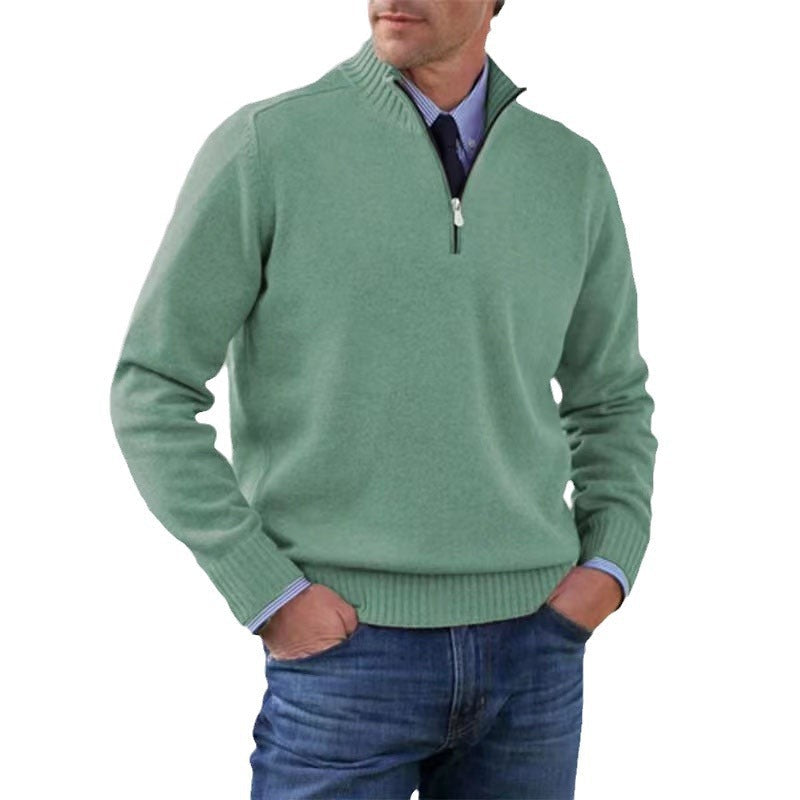 Men's Zip-Up Mock-Neck Sweater – Classic Fit in Soft Knit